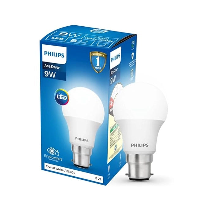 Philips 9-Watts B22 LED Cool Day White LED Bulb, Pack of 6, (Ace Saver)