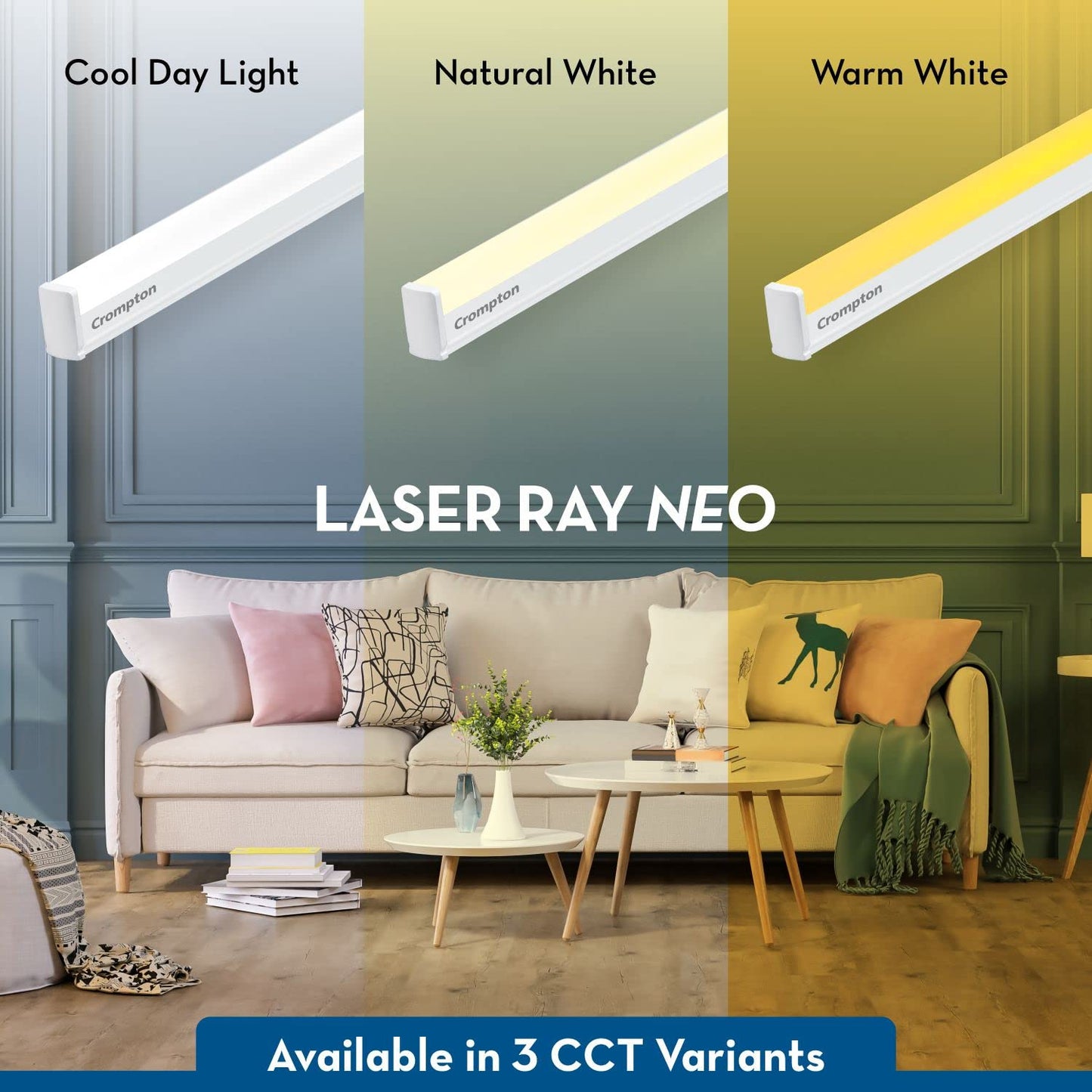 Crompton Laser Ray Neo 24W LED Batten (CoolWhite) - Pack of 10